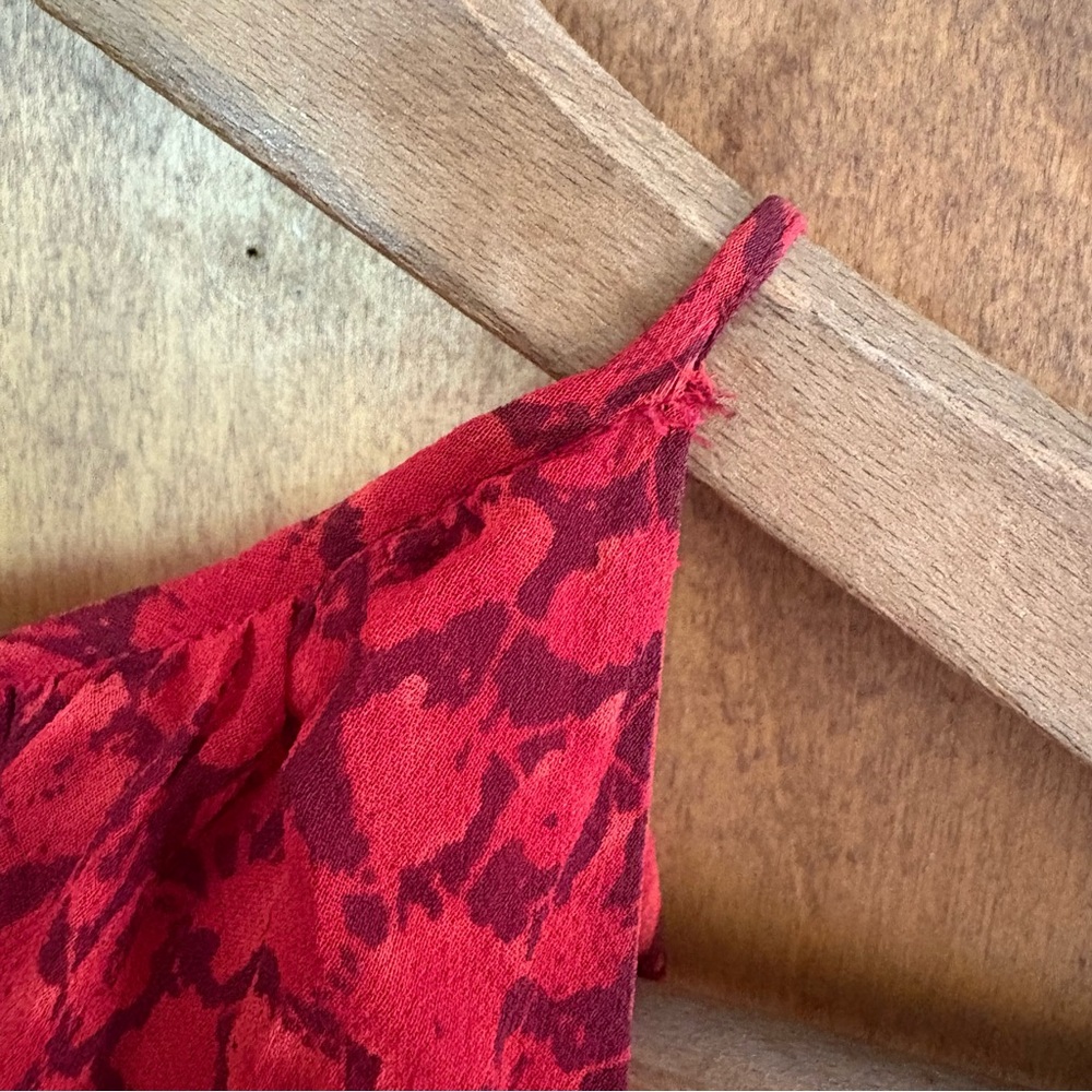 Vintage 100% Silk Red Maxi Slip Dress Fairy Y2K Asymmetrical Mcbling Snake Print - Picture 14 of 15